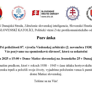 D�a 2. novembra si pripomenieme 87. v�ro�ie Viedenskej arbitr�e � za�iatok �es�ro�n�ho �tlaku Slov�kov